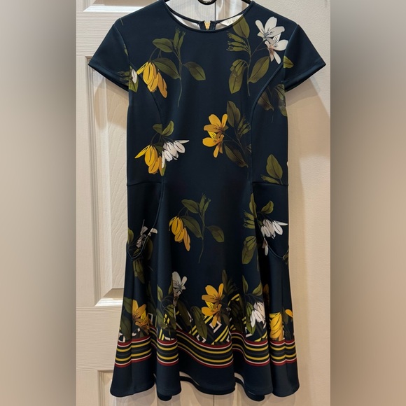Ted Baker Navy Floral Mini Dress - Picture 4 of 5
